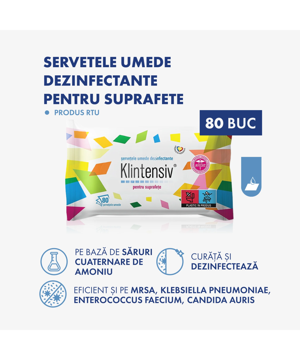 Șervețele Klintensiv Dezinfectante Suprafețe