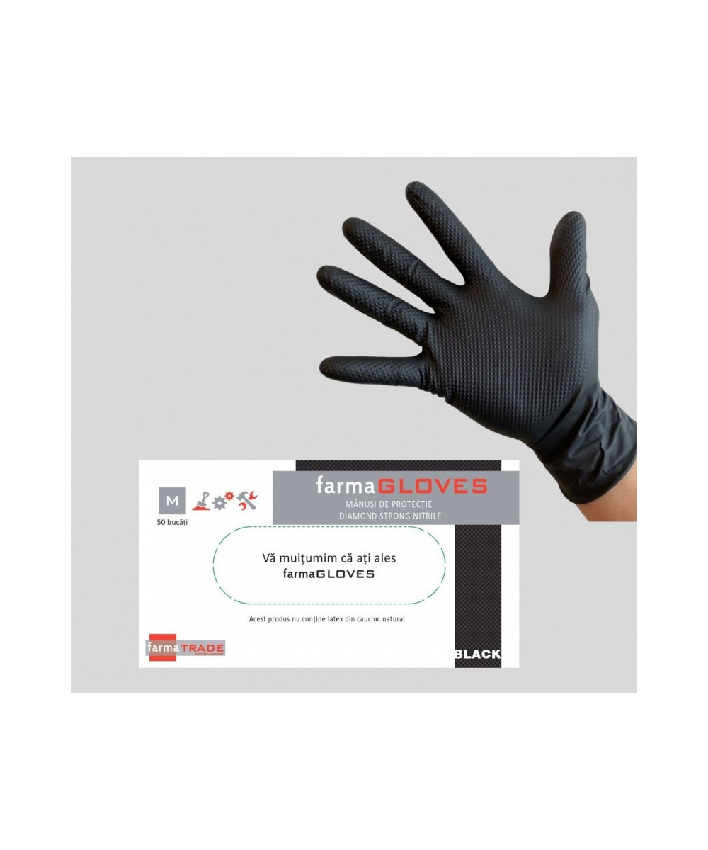 Mănuși Nitril Mecanic Negre Diamond Grip - Ultra Rezistente