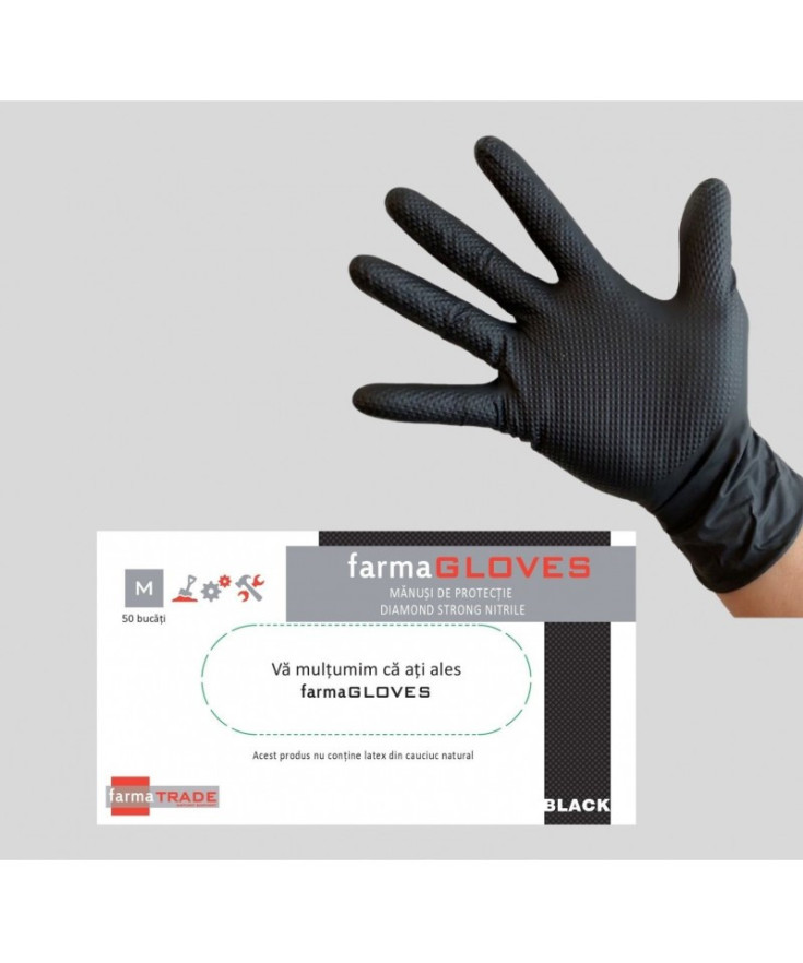 Mănuși Nitril Mecanic Negre Diamond Grip - Ultra Rezistente