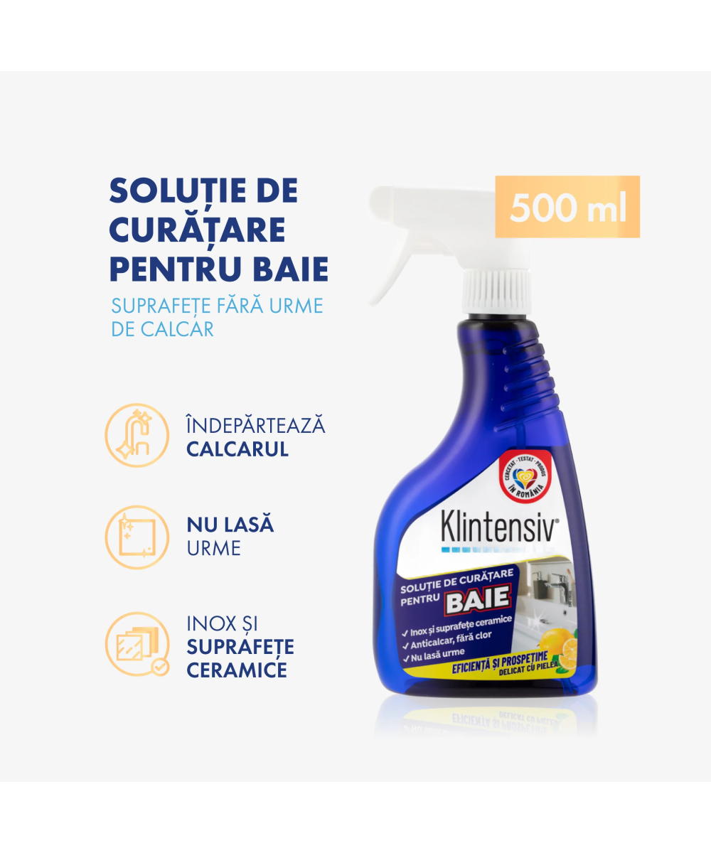 Soluție Curățare Baie Klintensiv - Elimină Calcarul și Săpunul