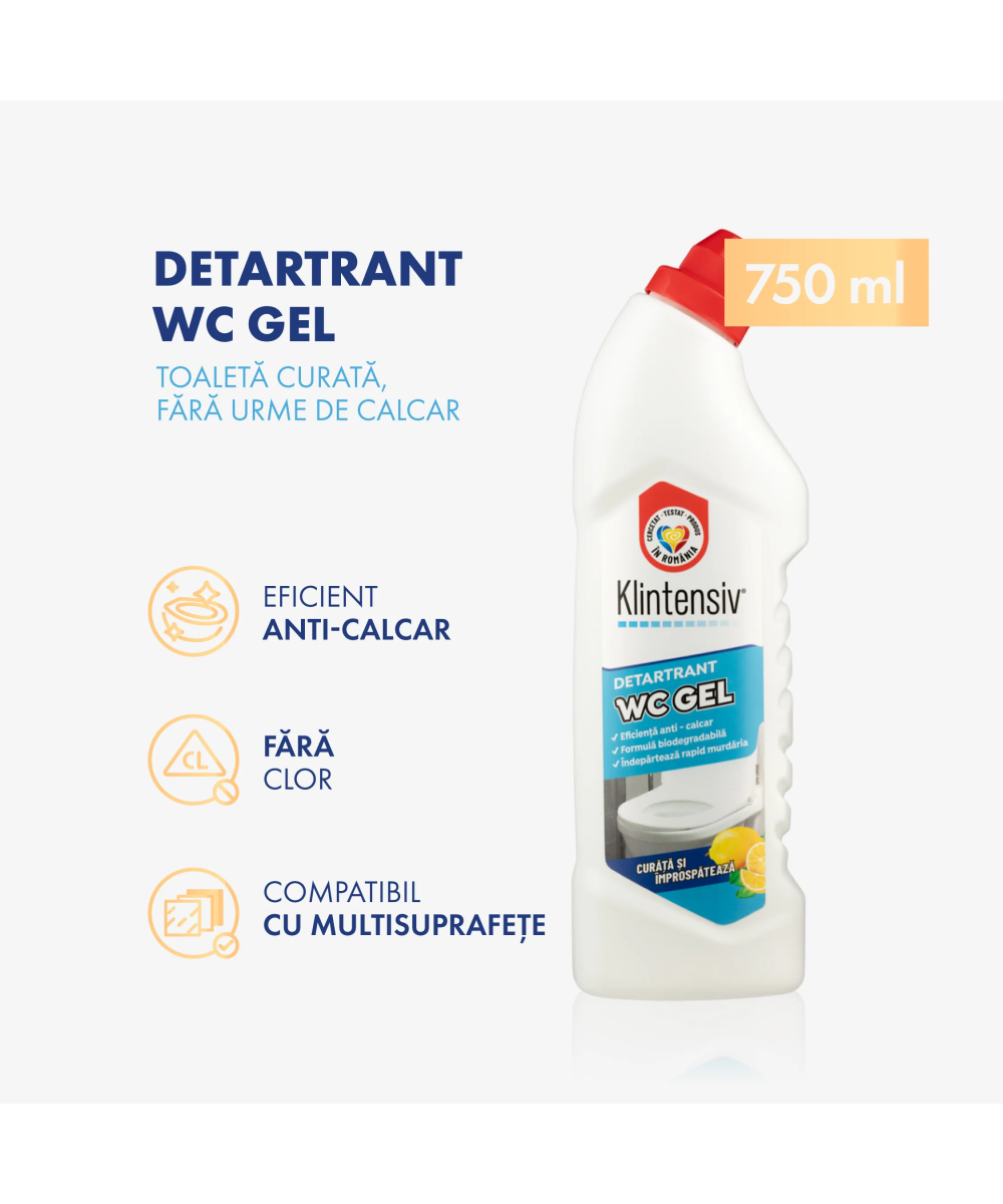 Gel Detartrant WC Klintensiv - Elimină Calcarul și Rugina