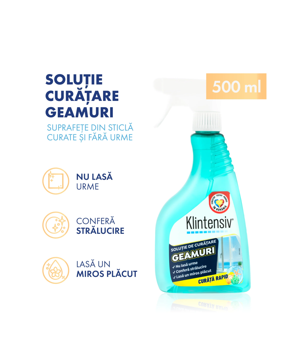 Soluție Curățare Geamuri Klintensiv - Transparență Fără Dâre