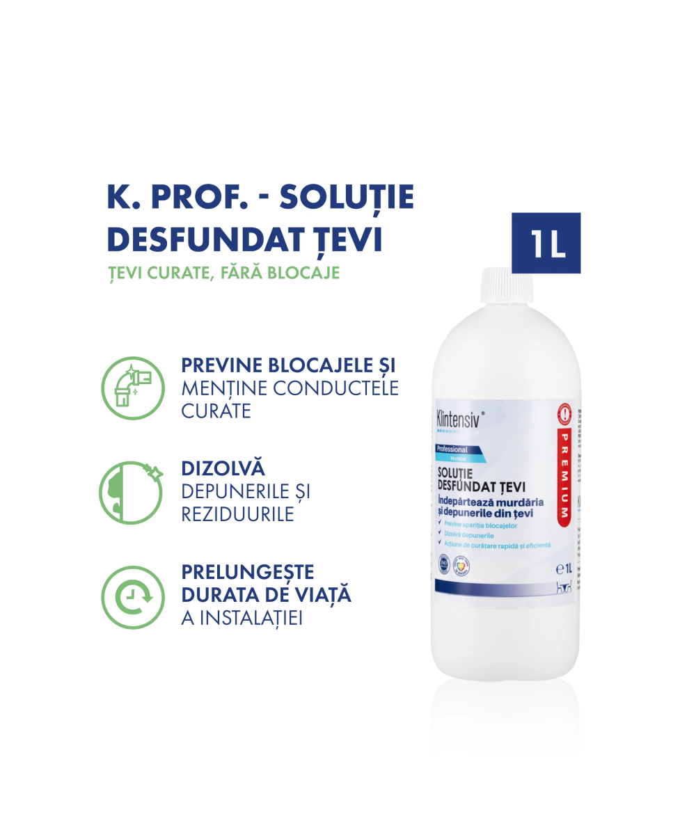 Klintensiv Soluție Desfundat Tevi 1L/5L - Uz Profesional | Socoro.ro