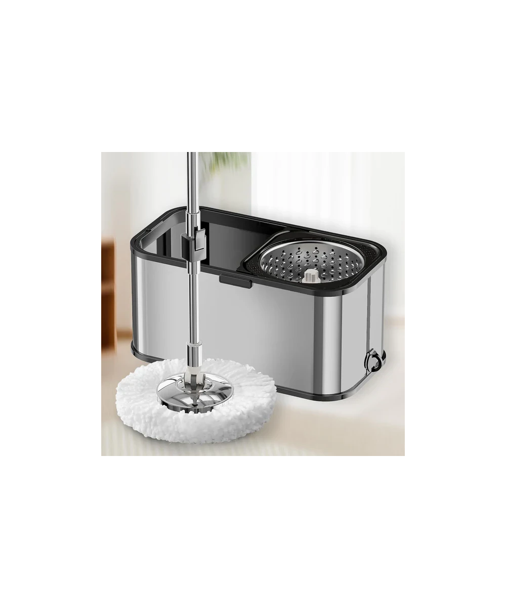 Mop Rotativ Dreamrampr din Inox Antibacterian - Găleată pe Roți