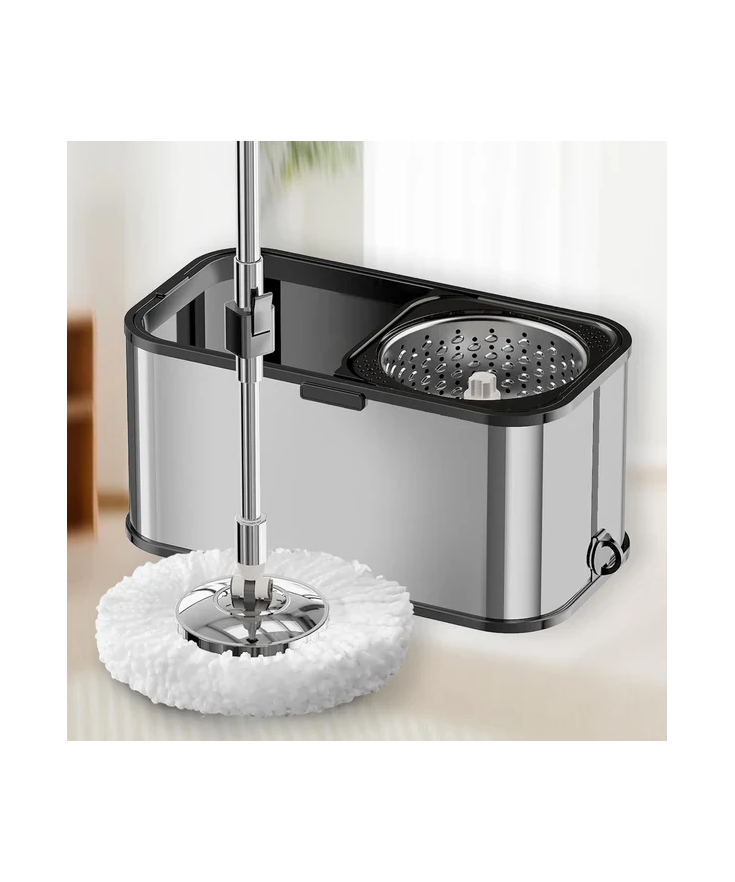 Mop Rotativ Dreamrampr din Inox Antibacterian - Găleată pe Roți