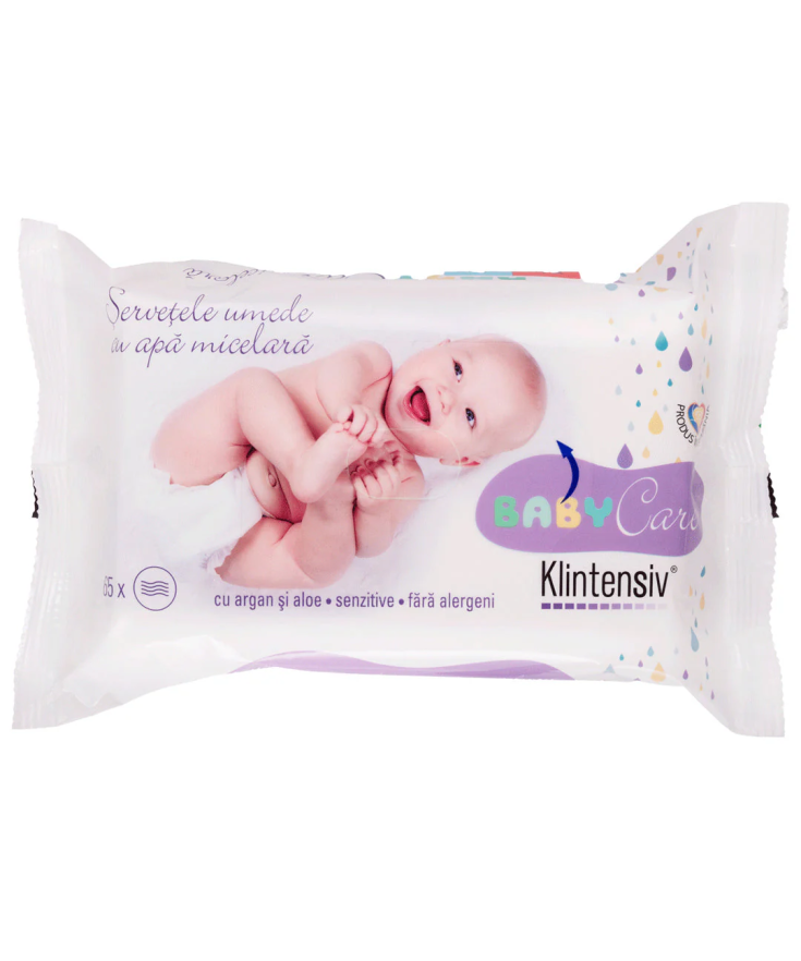 Klintensiv® Baby Șervețele umede biodegradabile cu apă micelară, argan și aloe