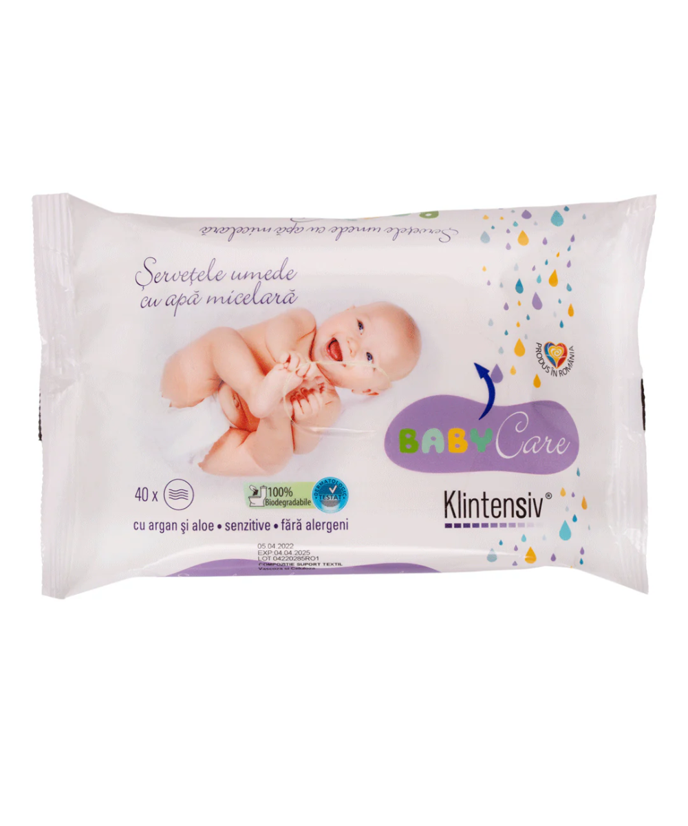 Șervețele Umede Biodegradabile Klintensiv® Baby - Apă Micelară