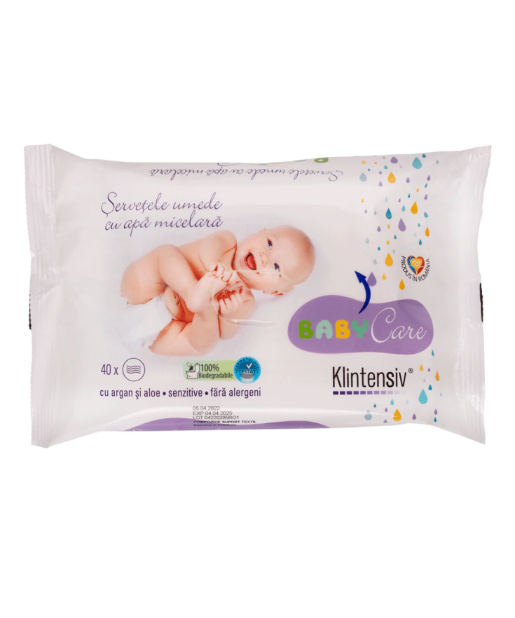 Șervețele Umede Biodegradabile Klintensiv® Baby - Apă Micelară