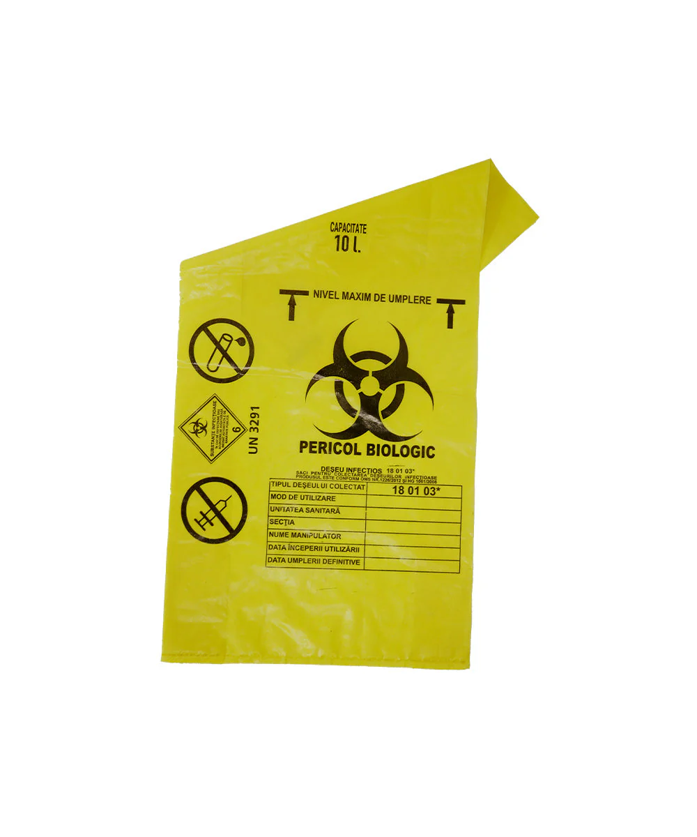 Saci Galbeni Biohazard pentru Deșeuri Infecțioase