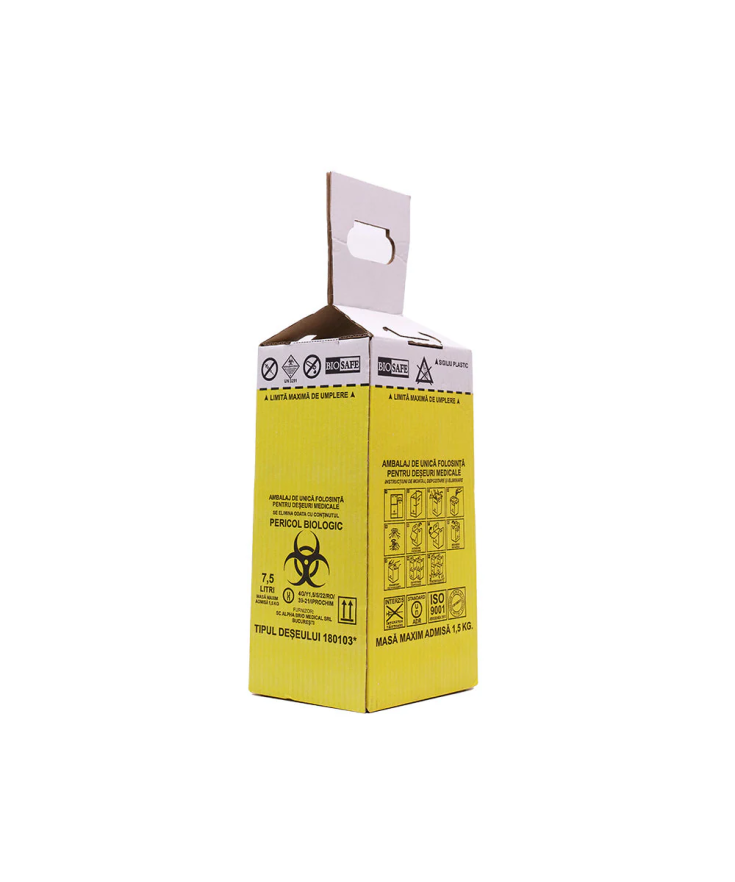 Cutii Biohazard pentru Incinerare cu Sac Galben
