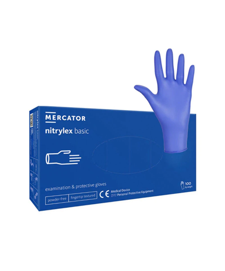 Mănuși nitril nepudrate albastre, Mercator Basic blue