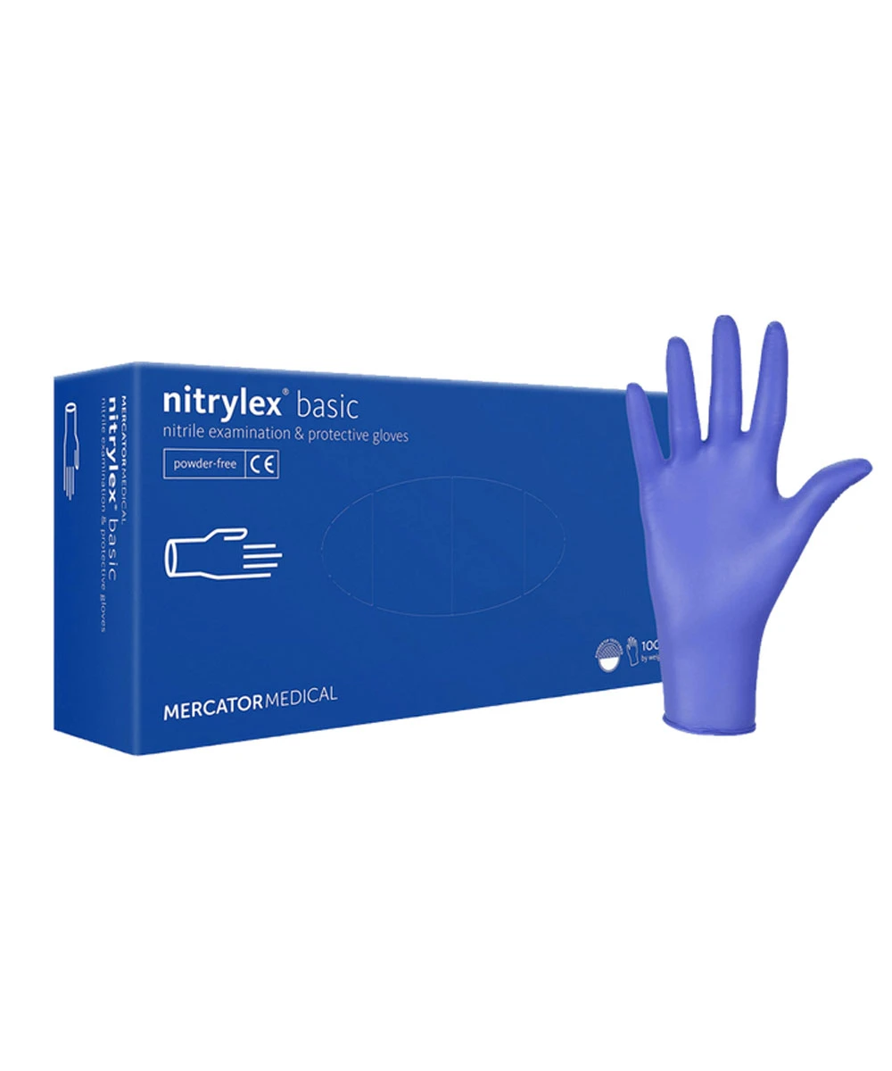 Mănuși Nitril Mercator Basic Blue - Nepudrate, Albastre | Socoro