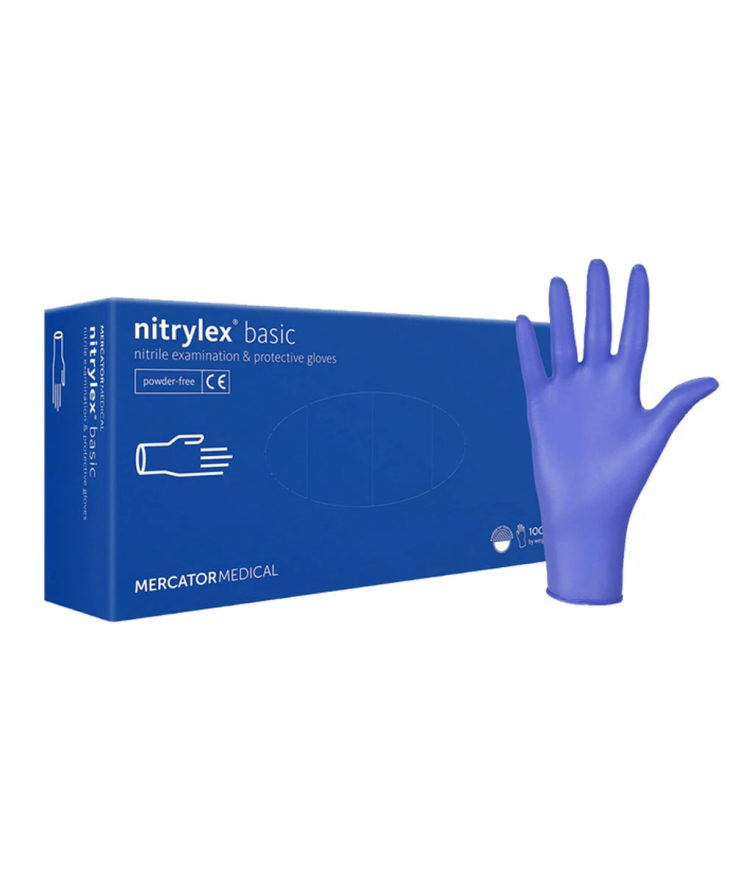 Mănuși Nitril Mercator Basic Blue - Nepudrate, Albastre | Socoro