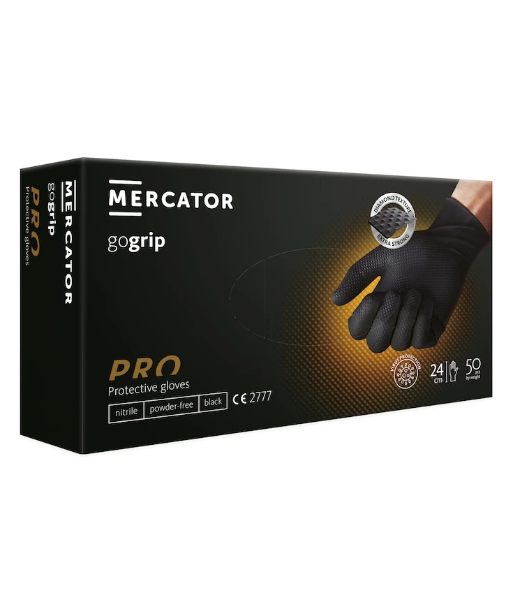 Manusi nitril texturate, Mercator Gogrip, Negre